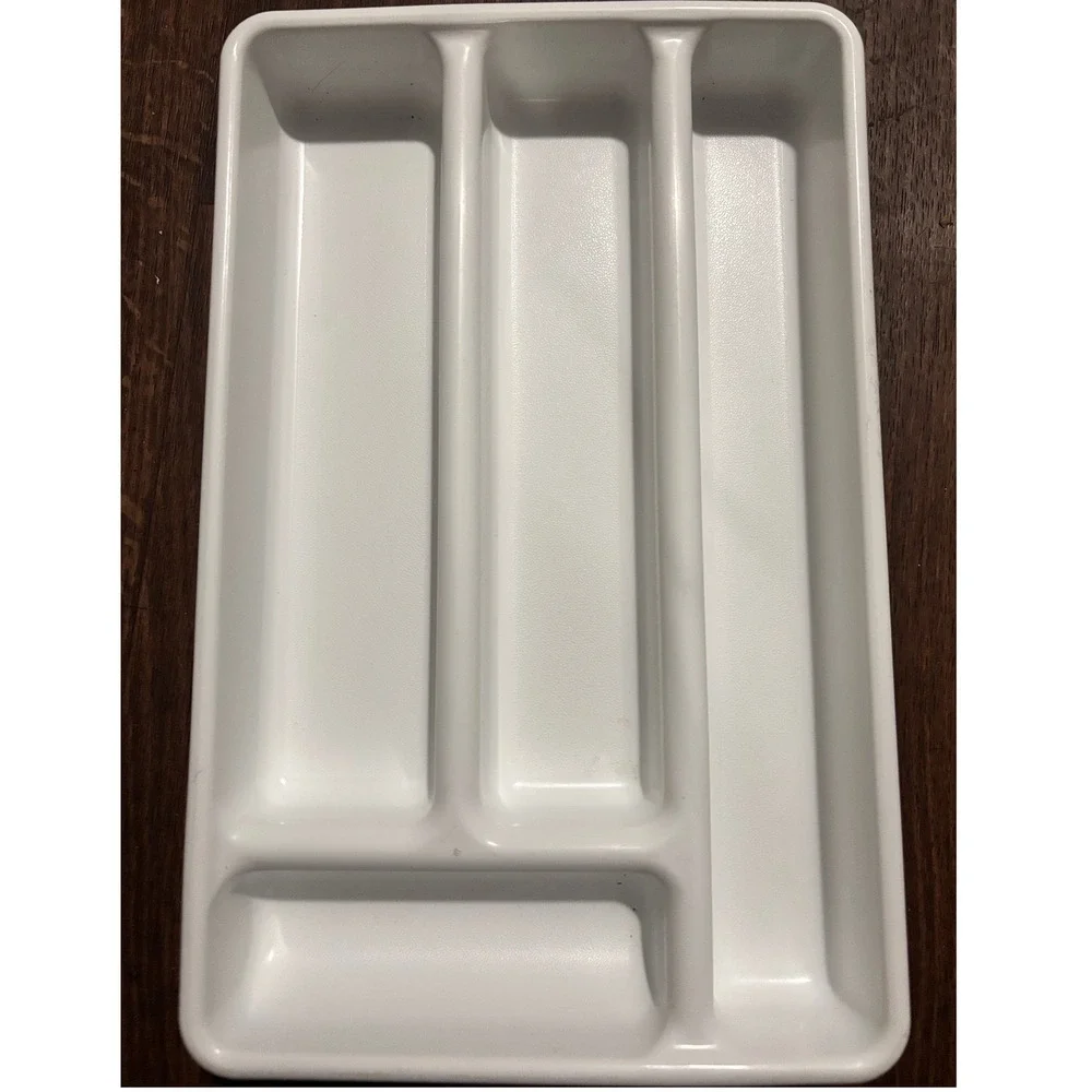 Vintage Rubbermaid white silverware holders 0521 0522 large and small